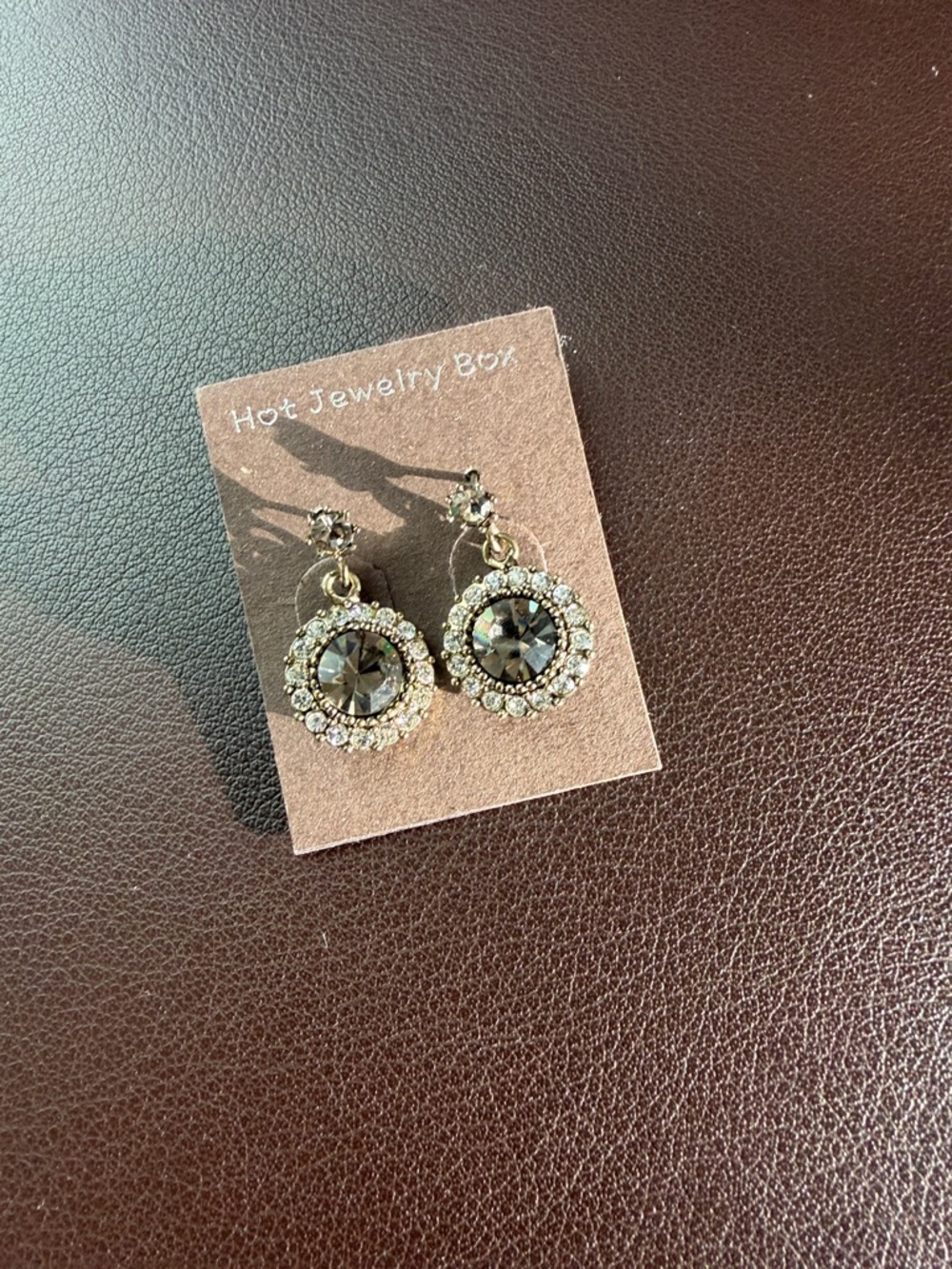 Gold and Black Crystal Halo Drop Earrings
